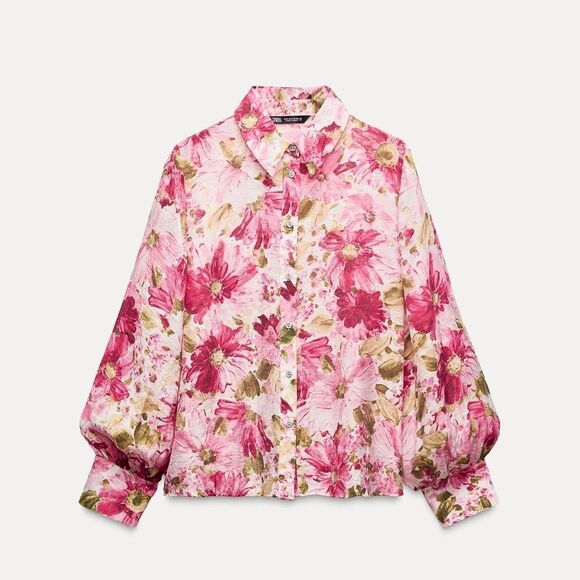 ZARA FLORAL PRINT BLOUSE - Picture 3 of 5